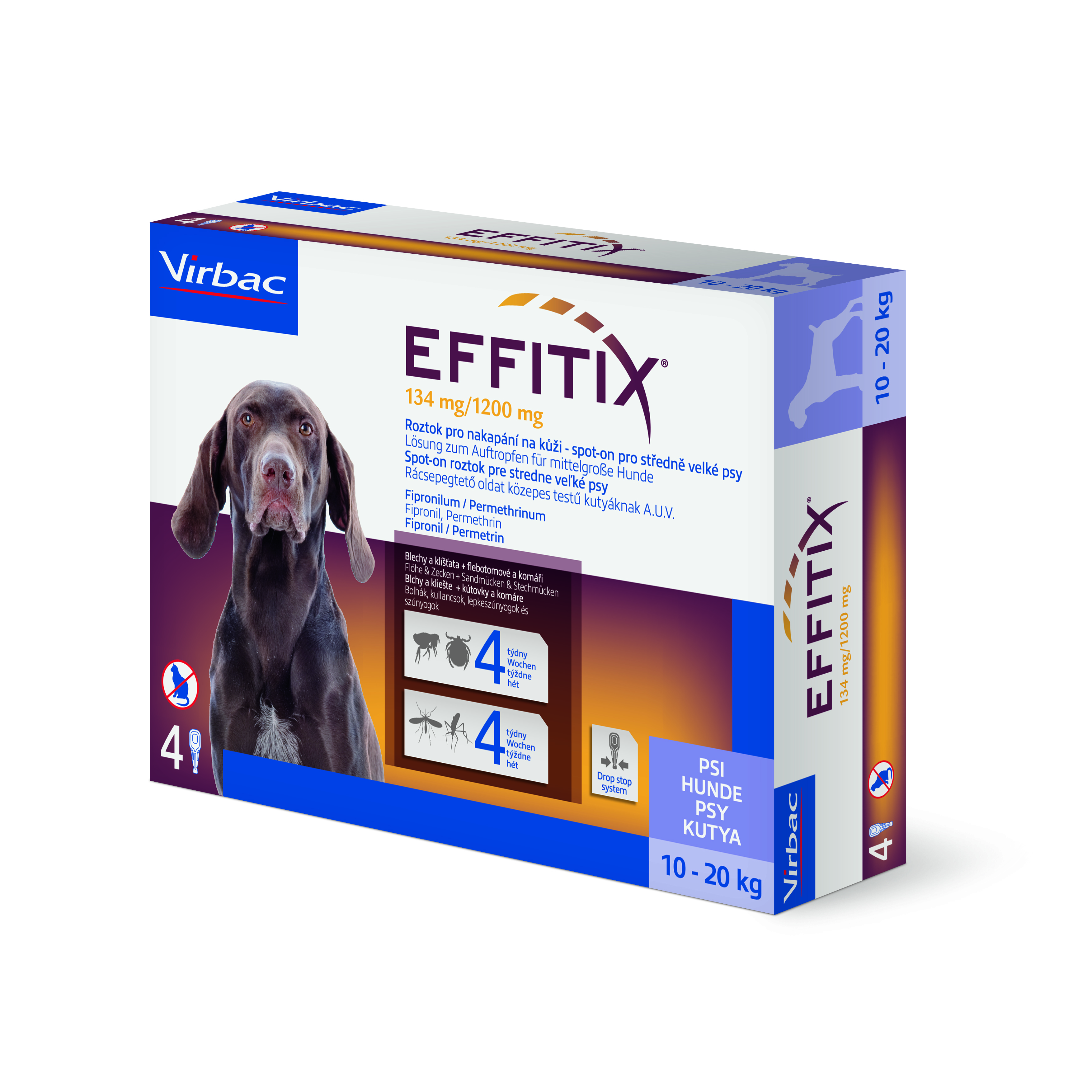Effitix 134 mg/1200 mg, roztok pro nakapání na kůži - spot-on pro středně velké psy 4 x 2,2 ml