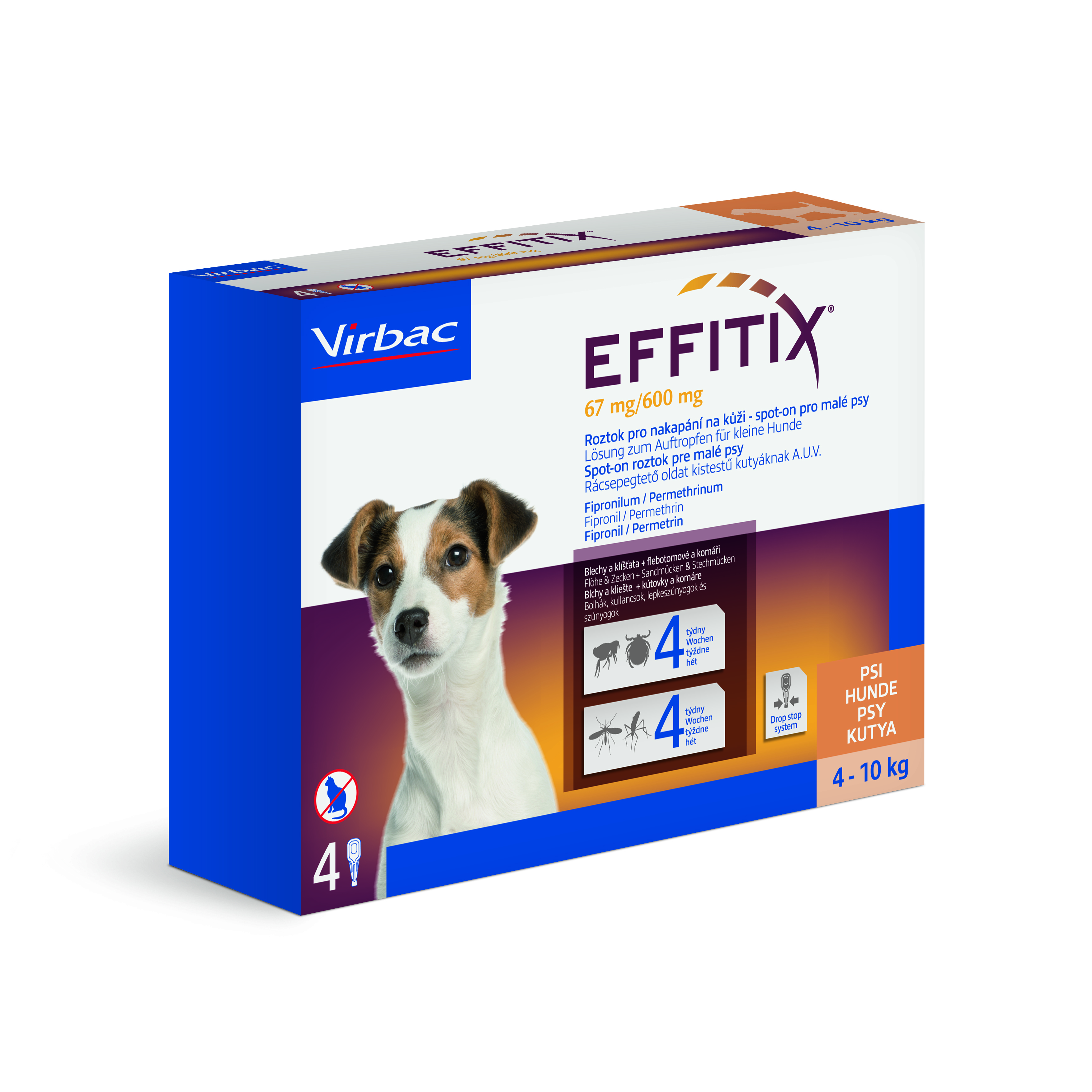 Effitix 67 mg/600 mg, roztok pro nakapání na kůži - spot-on pro malé psy 4 x 1,1 ml