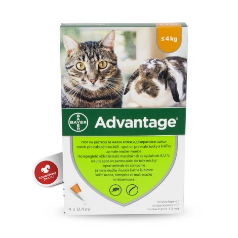 Advantage 40 mg roztok pro nakapání na kůži – spot-on pro malé kočky a králíky 1 x 0.4 ml
