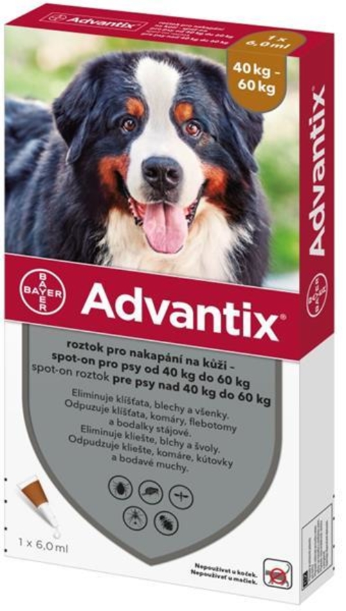 ADVANTIX roztok pro nakapání na kůži – spot-on  pro psy od 40 kg do 60 kg 4 x 6 ml