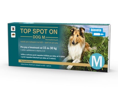 TOP SPOT ON DOG M, roztok pro nakapání na kůži – spot-on pro psy 1 x 2 ml