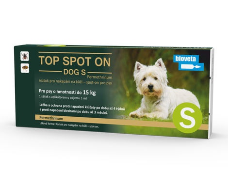 TOP SPOT ON DOG S, roztok pro nakapání na kůži – spot-on pro psy 1 x 1 ml